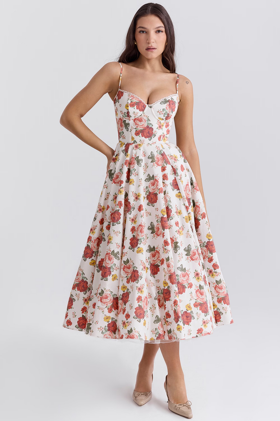 Corset Midi Dress – Elegant A-Line Occasion Dress | Meave & Ivy