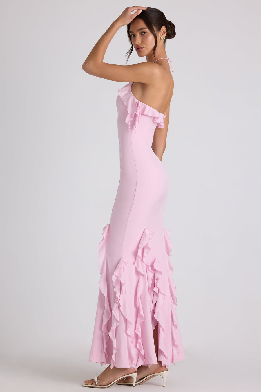 Pink Halterneck Maxi Dress – Soft Elegant Evening Gown | Meave & Ivy