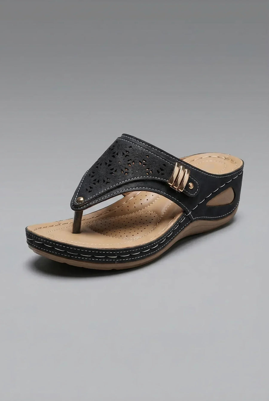 Wide Fit Wedge Toe Post Walking Sandals - Womens Comfort Sandals | Meave & Ivy