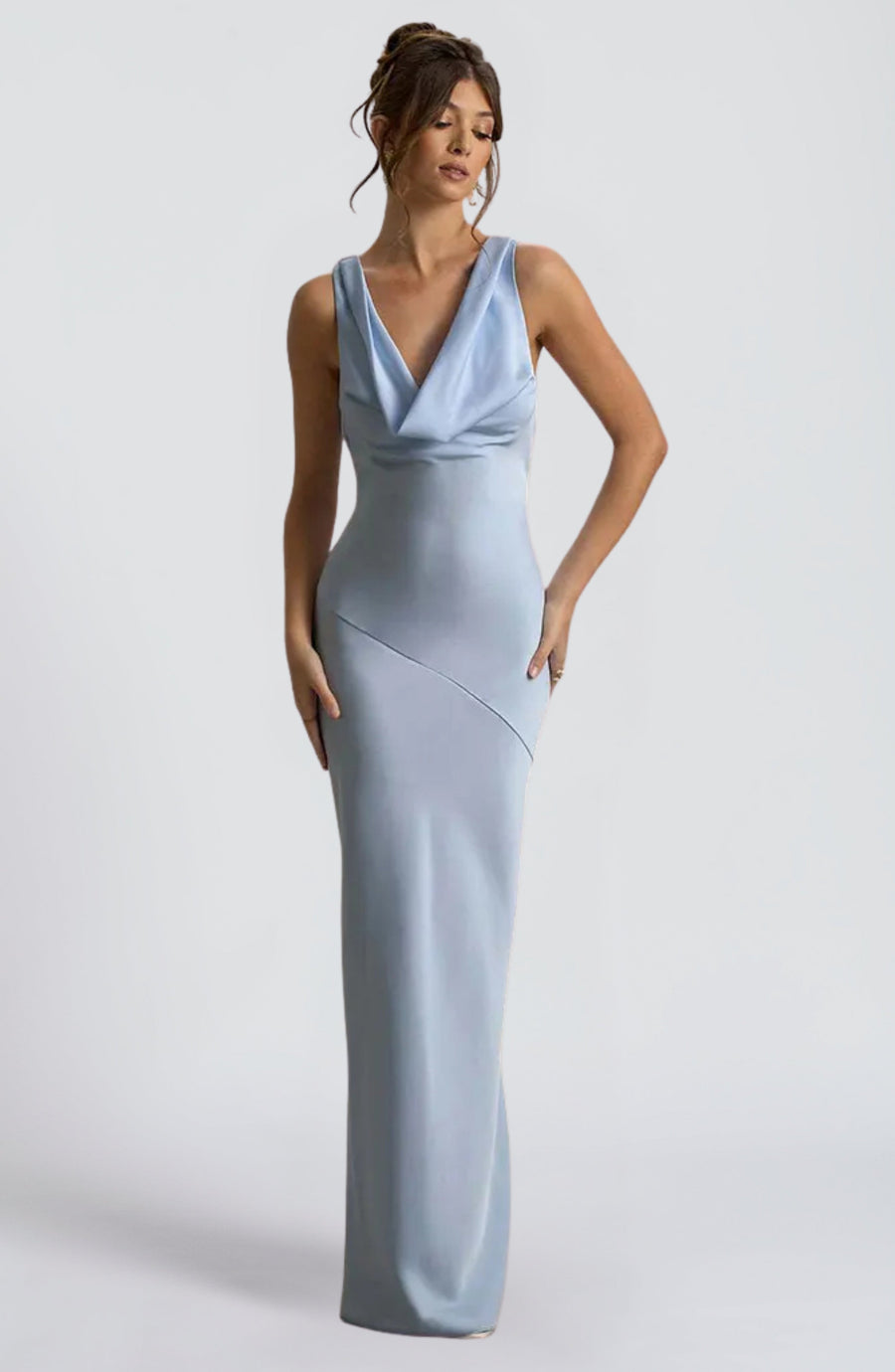 Satin Sleeveless Bodycon Maxi Dress – Elegant Evening Gown | Meave & Ivy