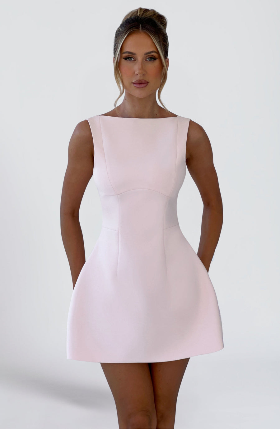Blush Structured Tailored Mini Dress – Elegant Occasion Wear | Meave & Ivy