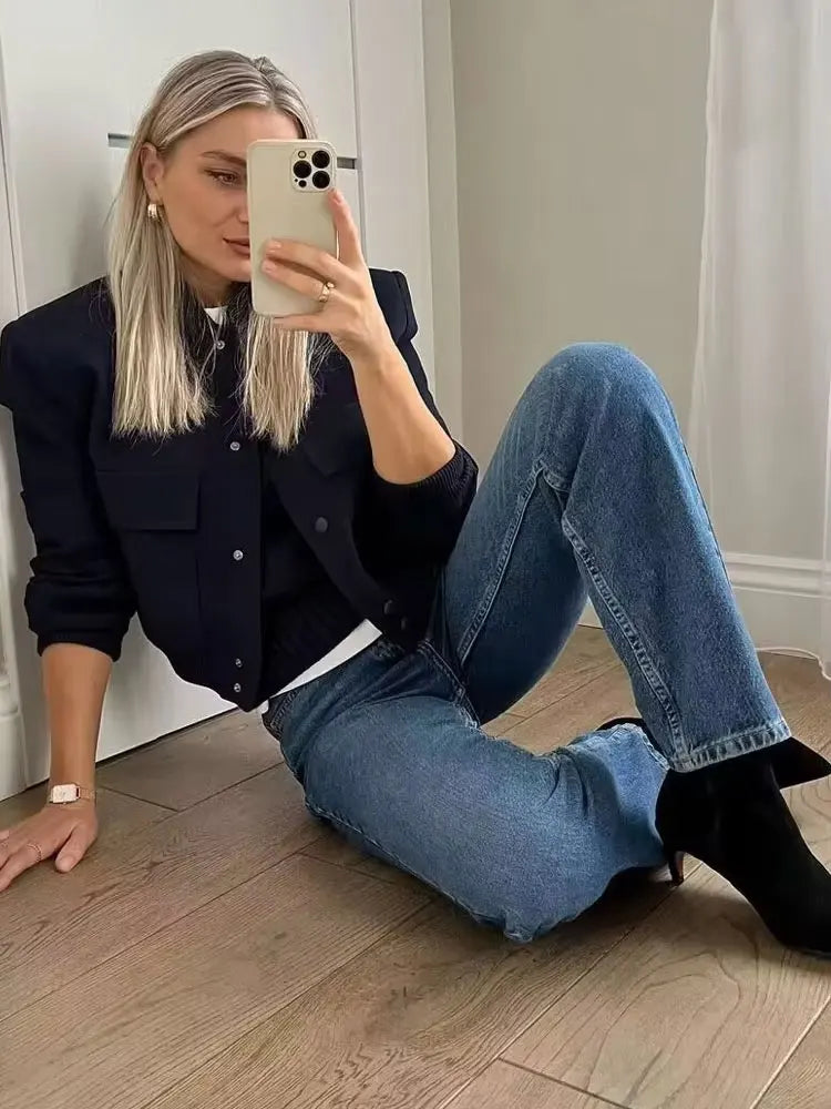 Vintage Bomber Jacket – Classic Casual Outerwear with Pockets | Meave & Ivy