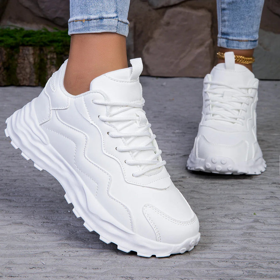 Ivory Chunky Platform Sneaker – Mesh Sport Luxe Trainer | Meave & Ivy
