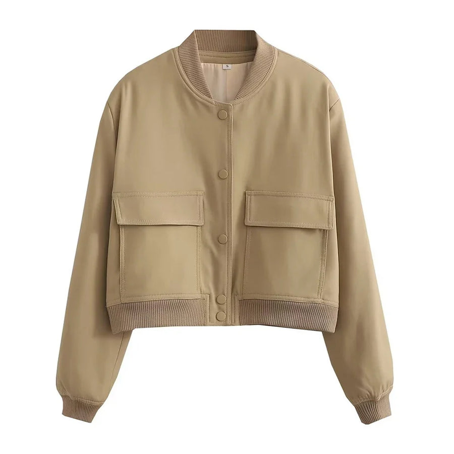 Vintage Bomber Jacket – Classic Casual Outerwear with Pockets | Meave & Ivy