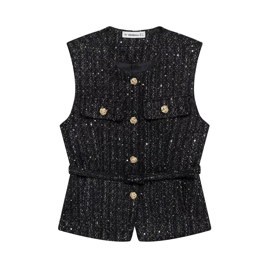 Belted Sleeveless Blazer Vest – Tailored Waistcoat | Meave & Ivy