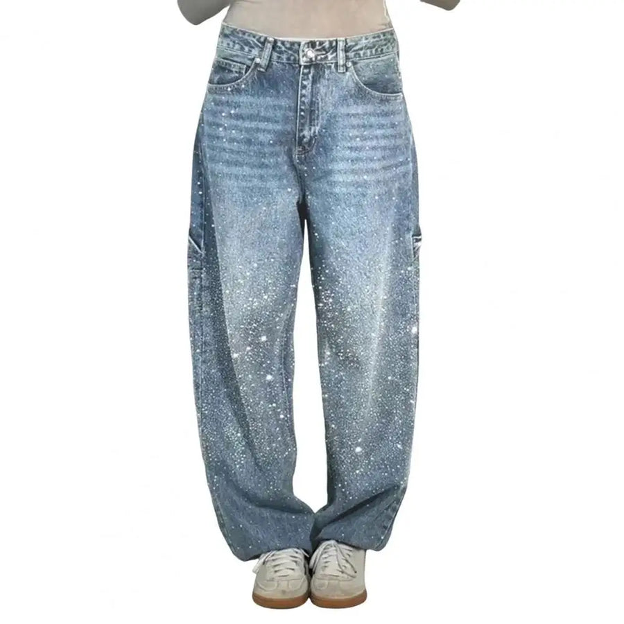 Embellished Wide-Leg Jeans – Sparkling High-Waist Denim | Meave & Ivy