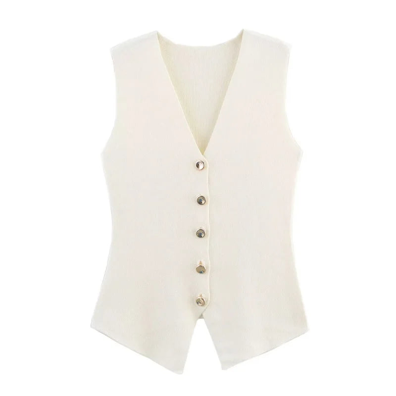 V-Neck Knitted Waistcoat – Elegant Sleeveless Vest Jumper | Meave & Ivy