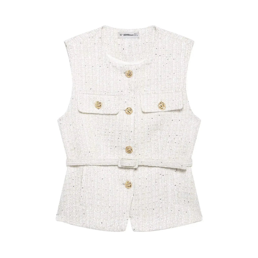 Belted Sleeveless Blazer Vest – Tailored Waistcoat | Meave & Ivy