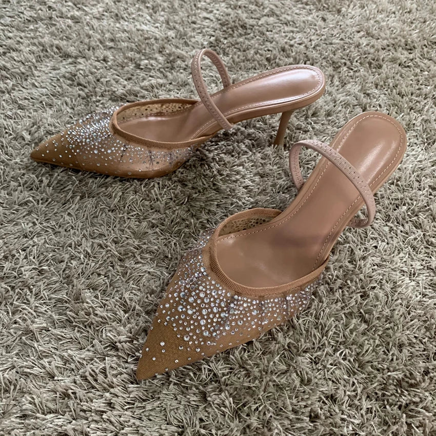 Rhinestone Mesh Slingback Heel – Sparkling Party Pump | Meave & Ivy