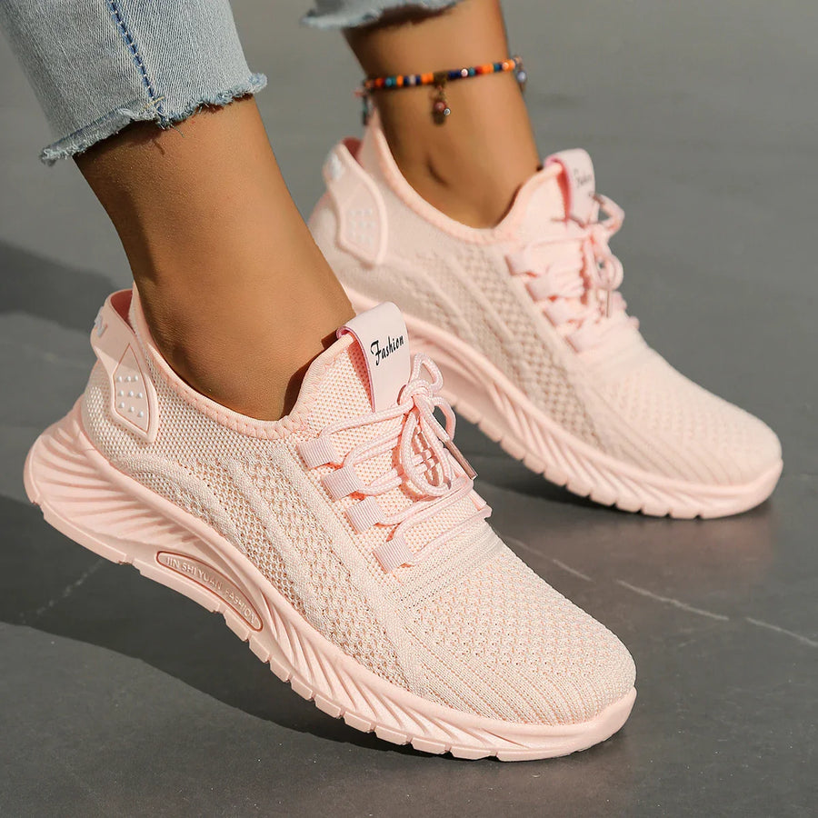 Blush Pink Knit Trainer – Effortless Leisure Sneaker | Meave & Ivy