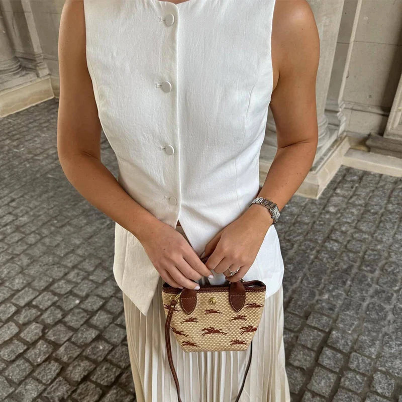 Sleeveless Tailored Vest – Summer Suiting Button Waistcoat | Meave & Ivy
