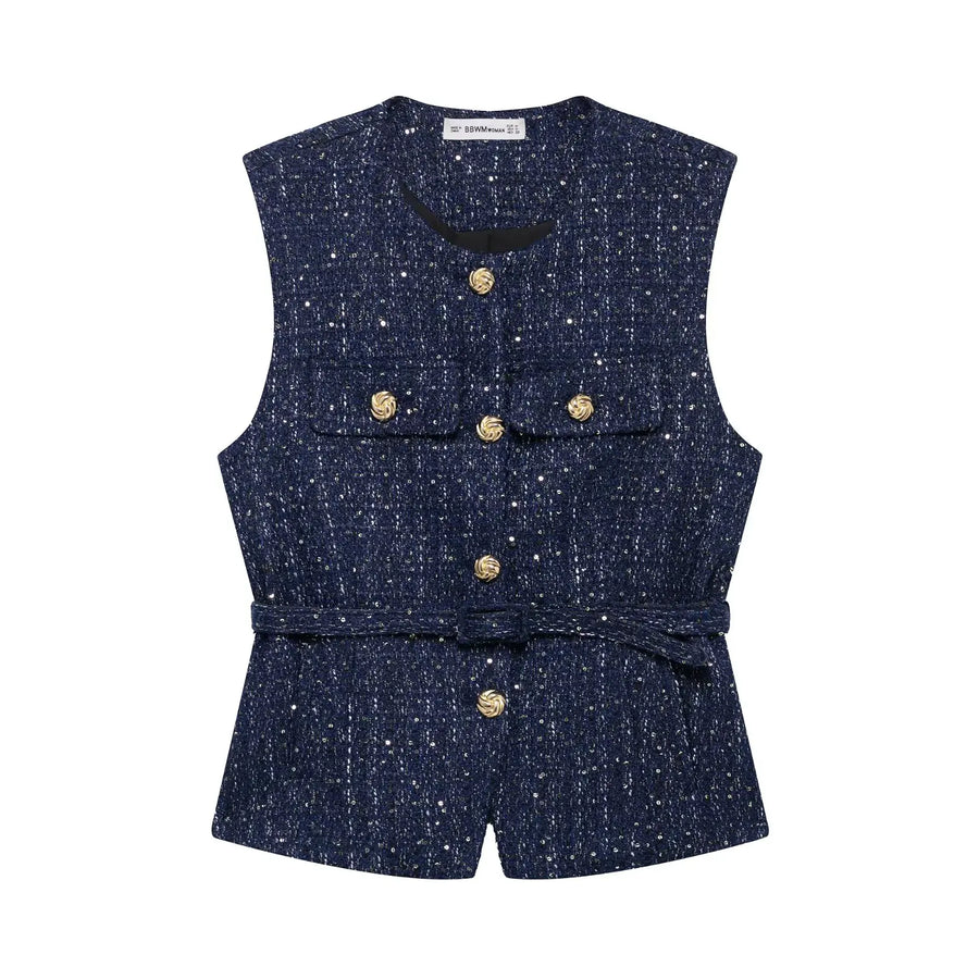 Belted Sleeveless Blazer Vest – Tailored Waistcoat | Meave & Ivy