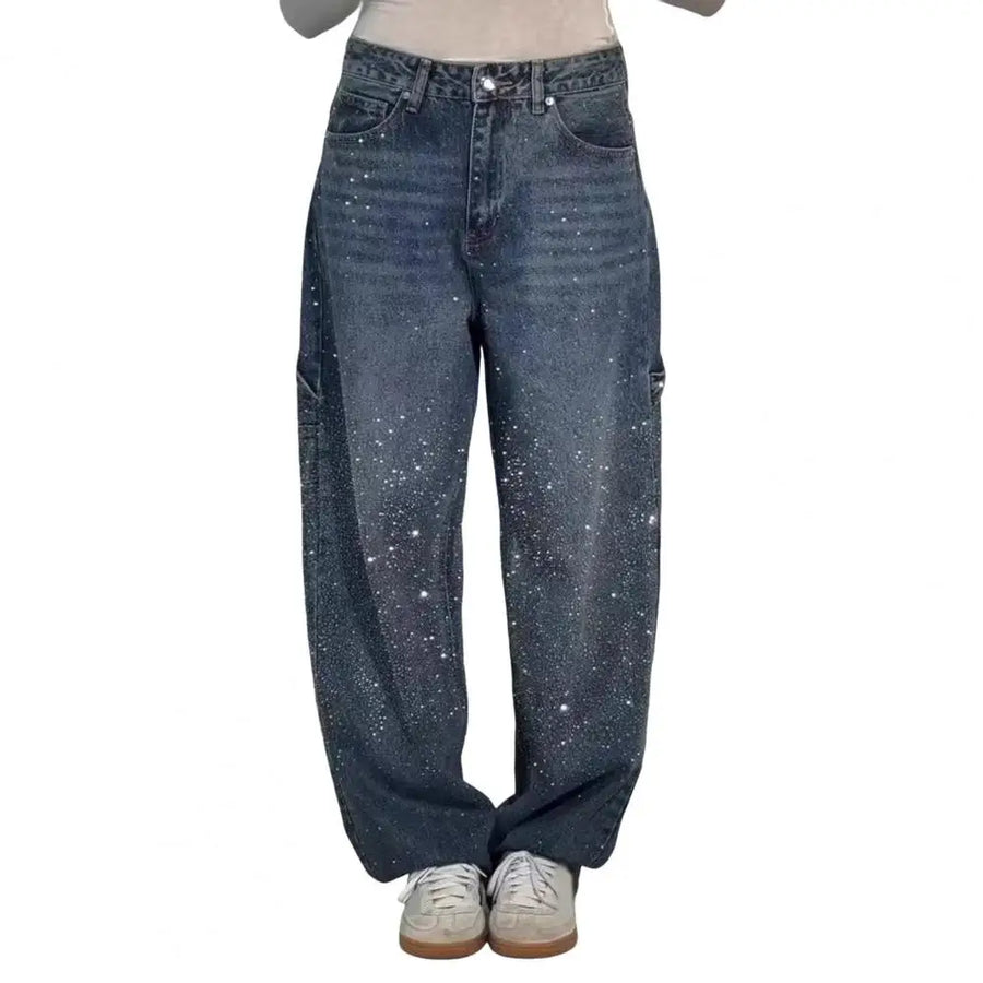 Embellished Wide-Leg Jeans – Sparkling High-Waist Denim | Meave & Ivy