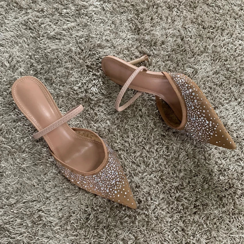 Rhinestone Mesh Slingback Heel – Sparkling Party Pump | Meave & Ivy