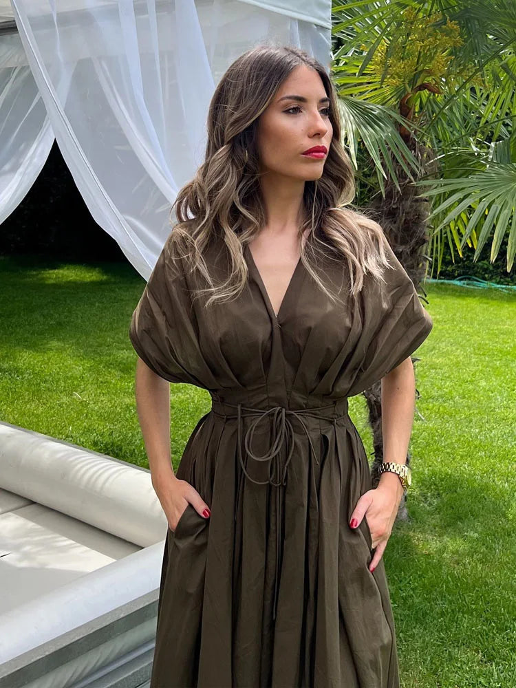 Lace Midi Dress – Elegant V-Neck Summer Dress | Meave & Ivy