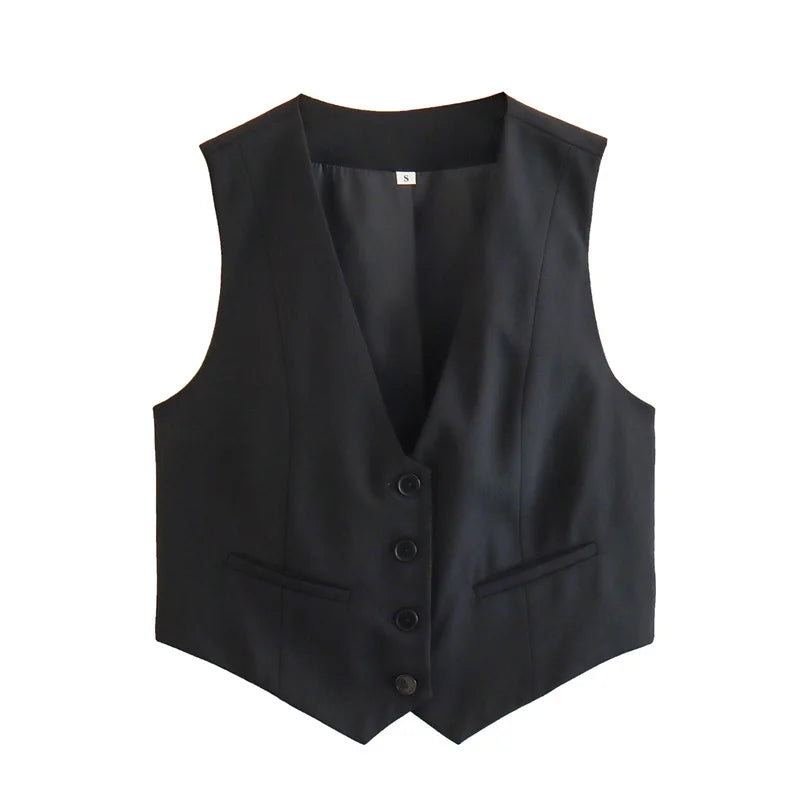 Monochrome Tailored Cropped Vest – Sharp Suiting Essential | Meave & Ivy