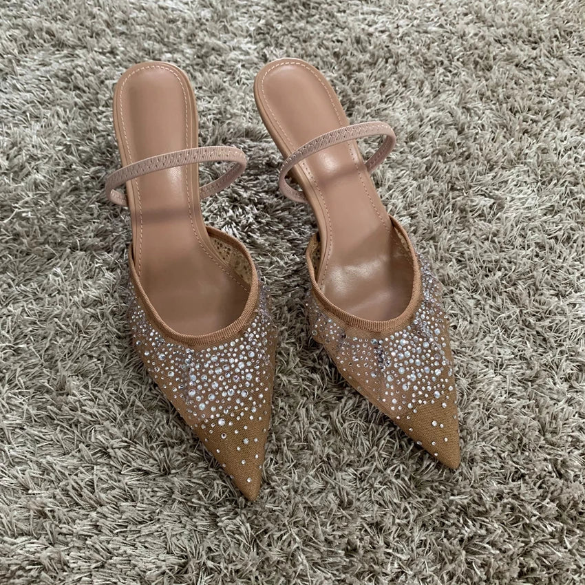 Rhinestone Mesh Slingback Heel – Sparkling Party Pump | Meave & Ivy