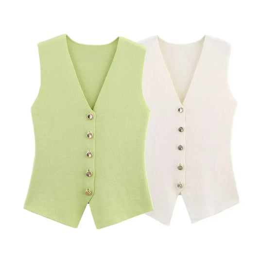V-Neck Knitted Waistcoat – Elegant Sleeveless Vest Jumper | Meave & Ivy