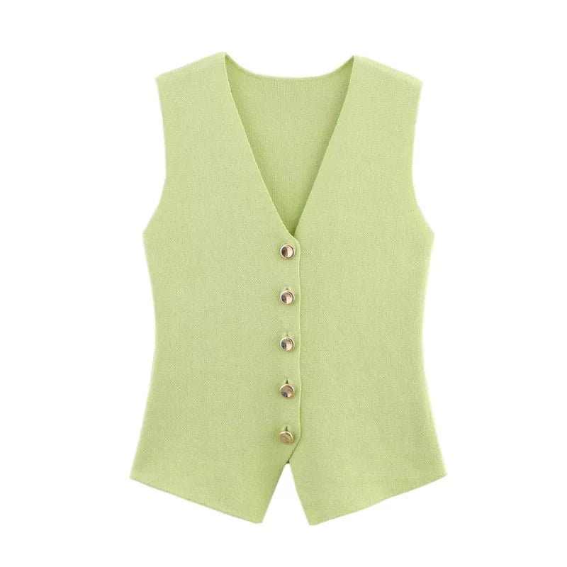 V-Neck Knitted Waistcoat – Elegant Sleeveless Vest Jumper | Meave & Ivy