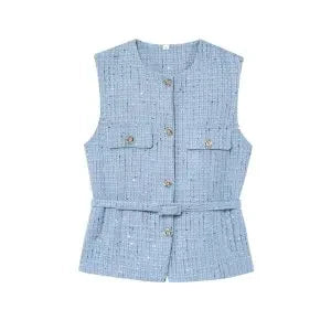 Belted Sleeveless Blazer Vest – Tailored Waistcoat | Meave & Ivy