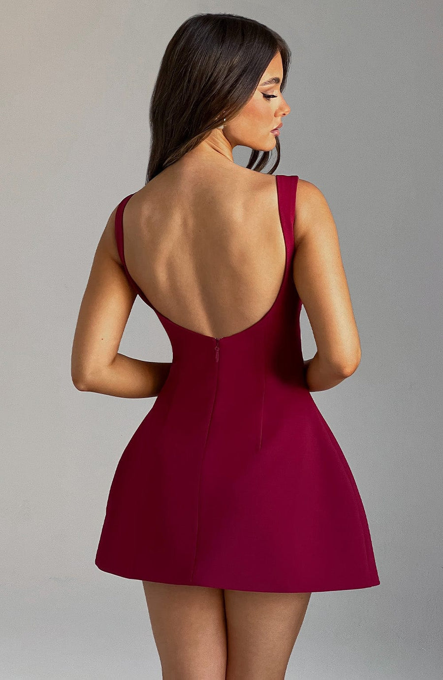 Wine Wrap Mini Dress – Elegant Statement Tailoring | Meave & Ivy