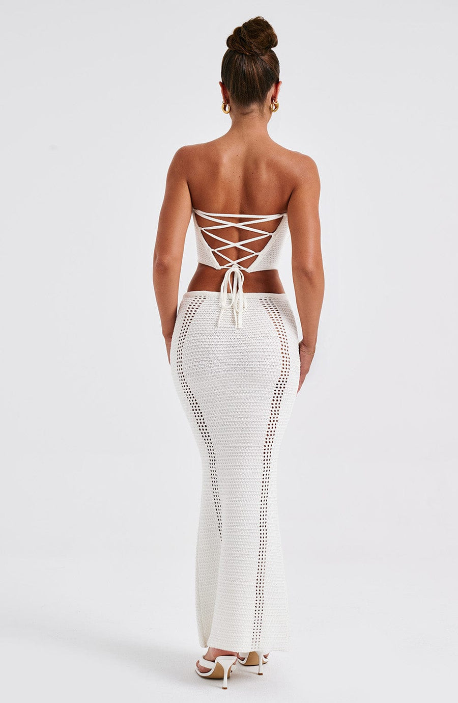 White Crochet Corset Top – Elegant Bohemian Bustier | Meave & Ivy