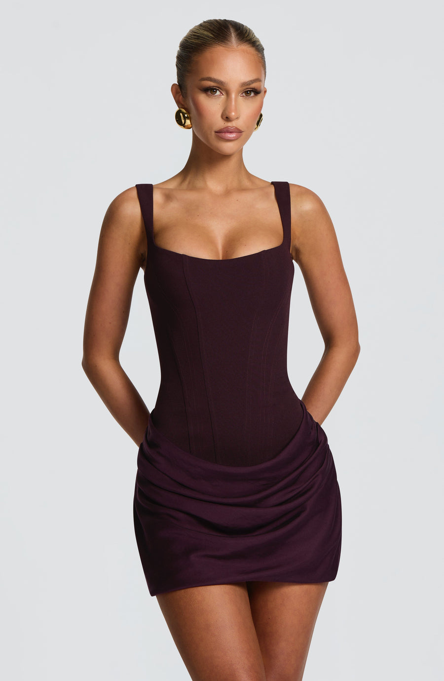 Plum Corset Mini Dress – Elegant Statement Tailoring | Meave & Ivy