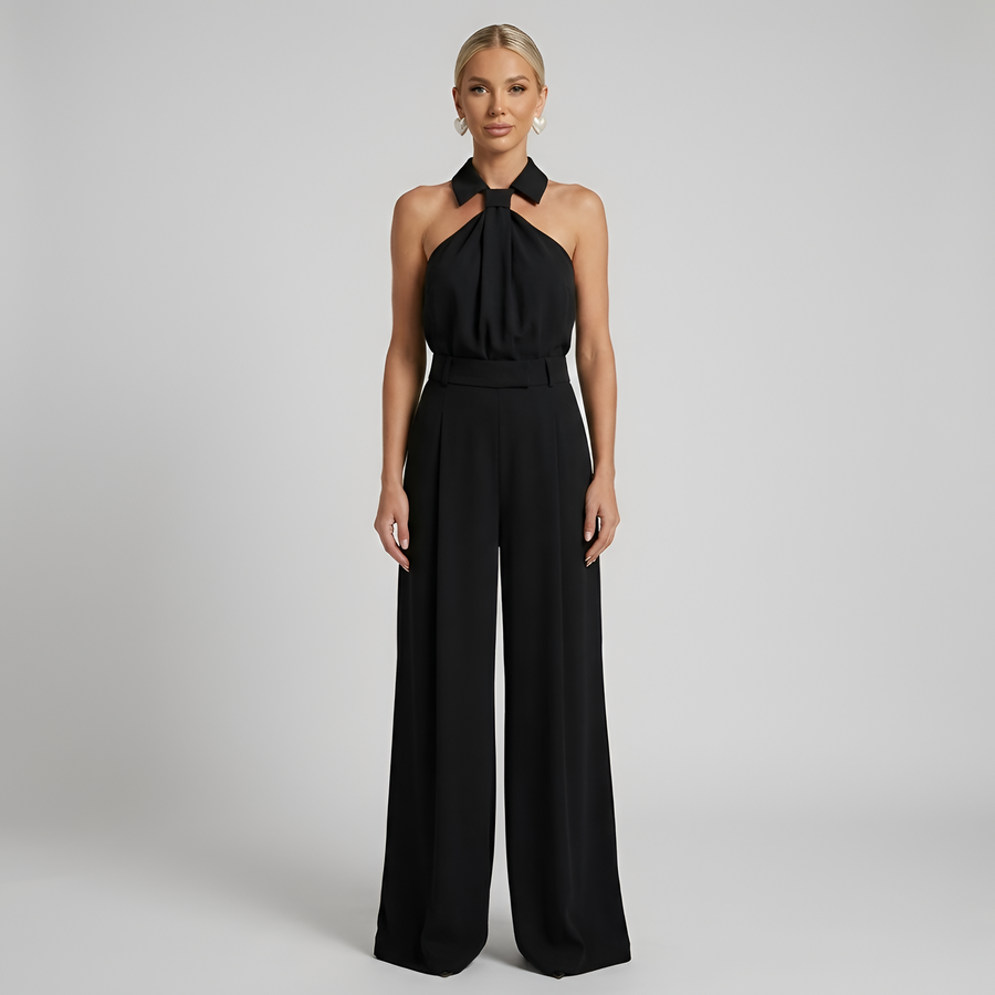 Halterneck Wide-Leg Jumpsuit - Elegant Evening All-in-One | Meave & Ivy