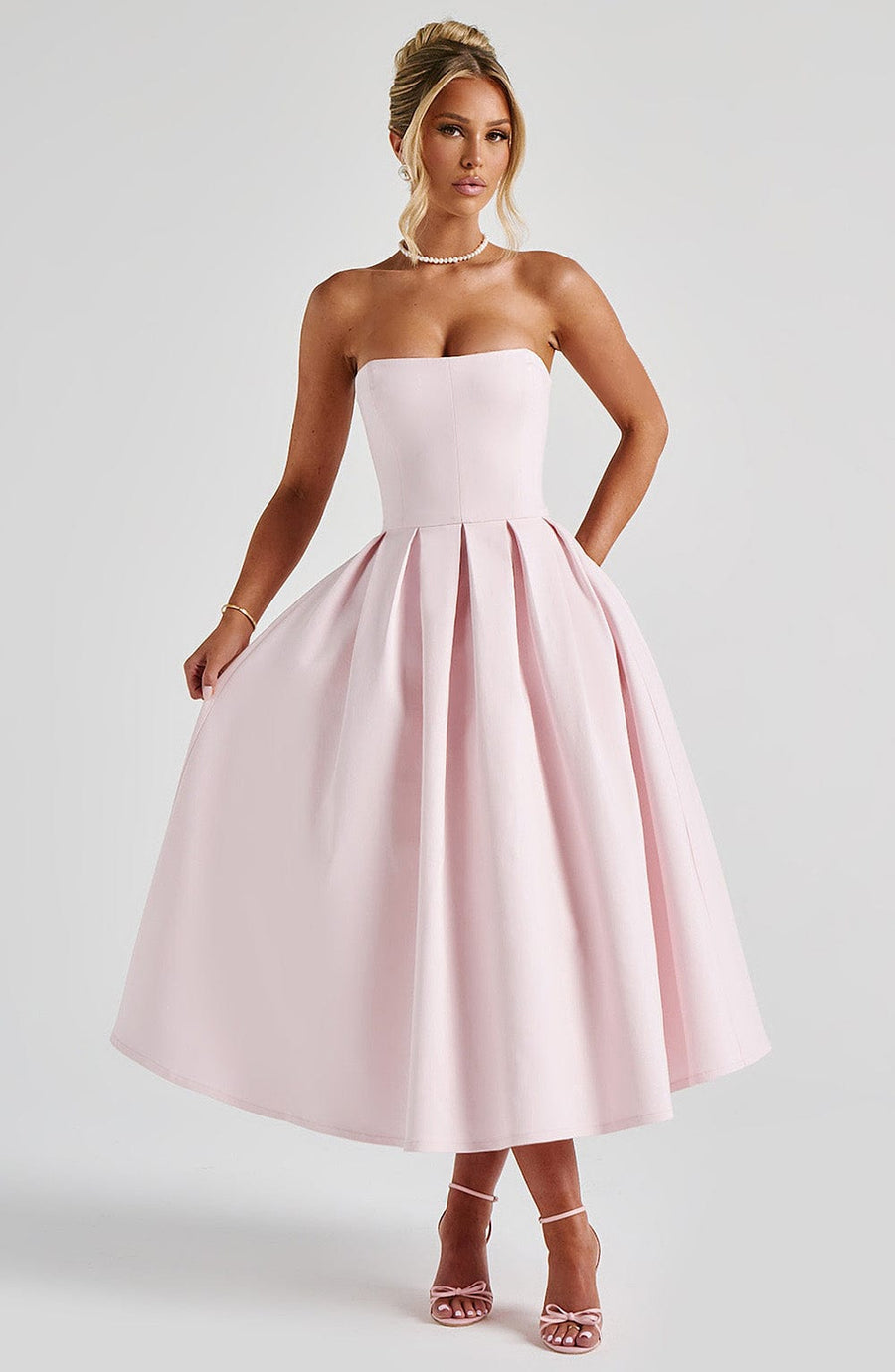 Blush Floral Midi Dress – Elegant Summer Occasion Dress | Meave & Ivy
