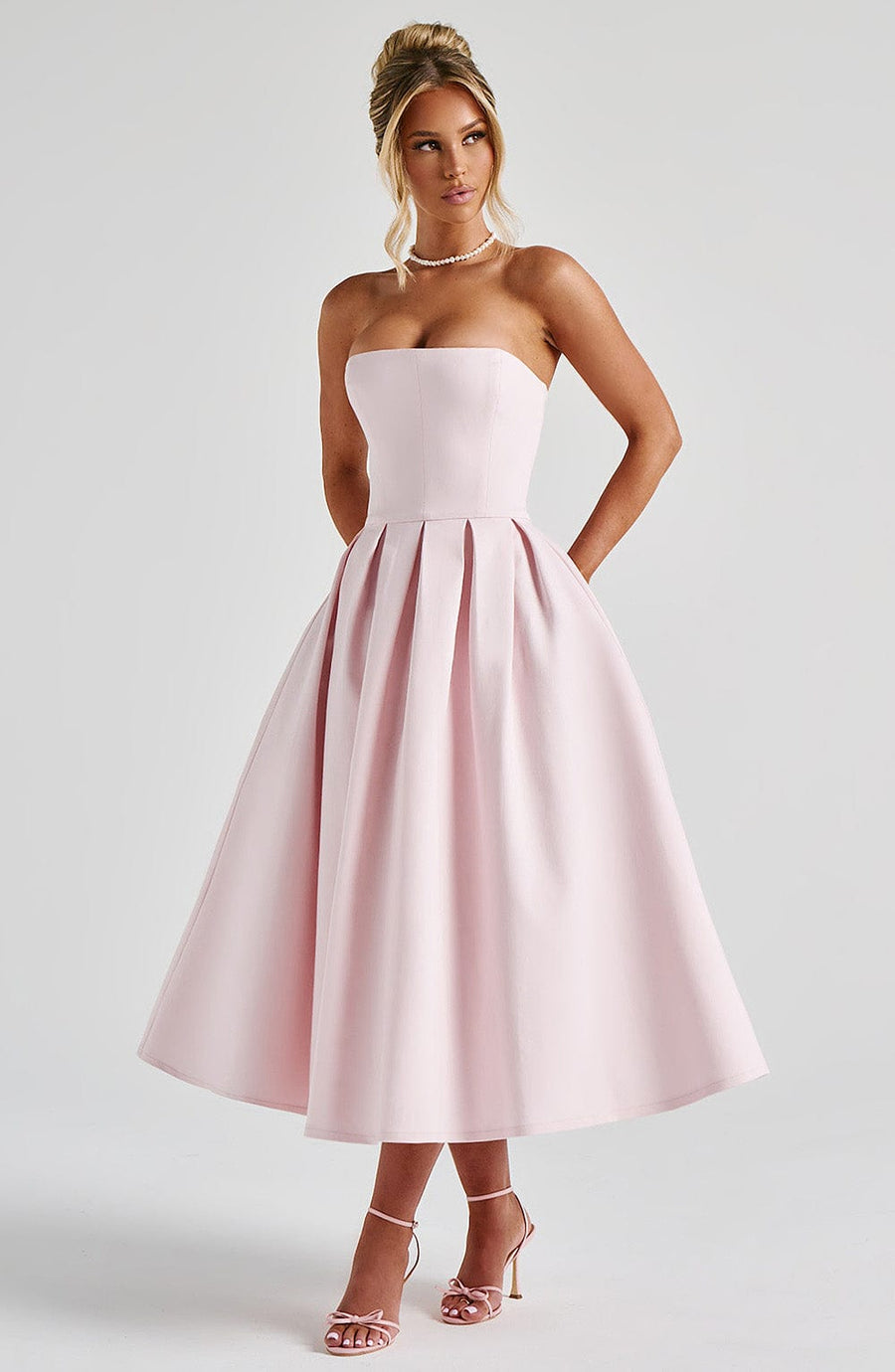 Blush Floral Midi Dress – Elegant Summer Occasion Dress | Meave & Ivy