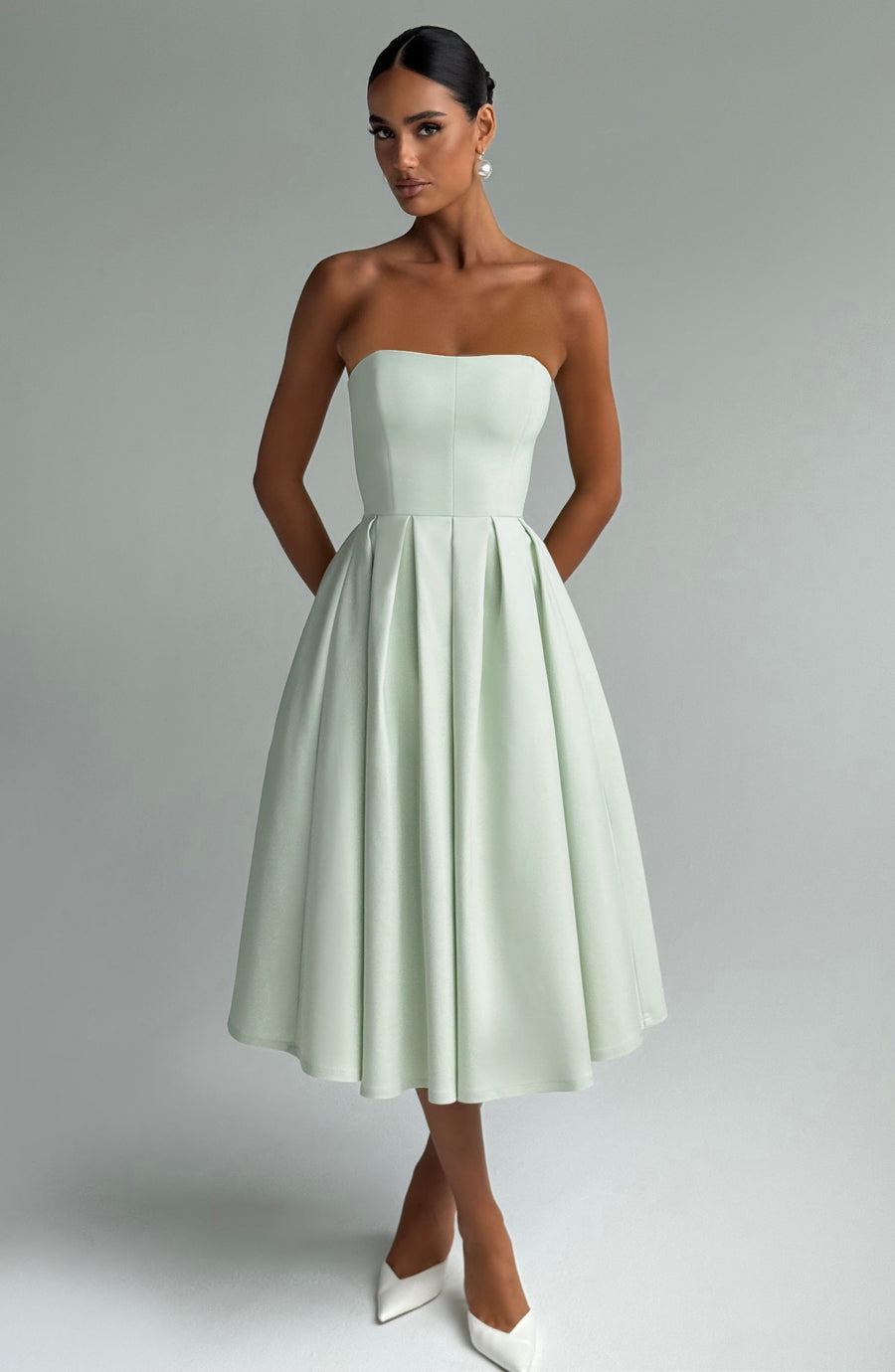 Mint Green Floral Midi Dress – Elegant Summer Occasion Dress | Meave & Ivy