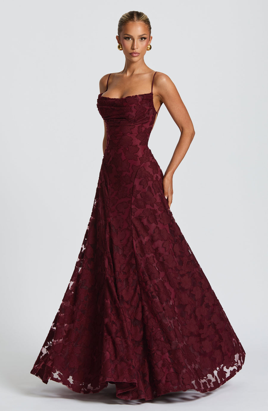 Red Satin Maxi Dress – High-Shine Evening Gown | Meave & Ivy
