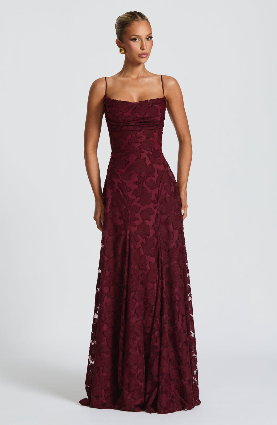 Red Satin Maxi Dress – High-Shine Evening Gown | Meave & Ivy