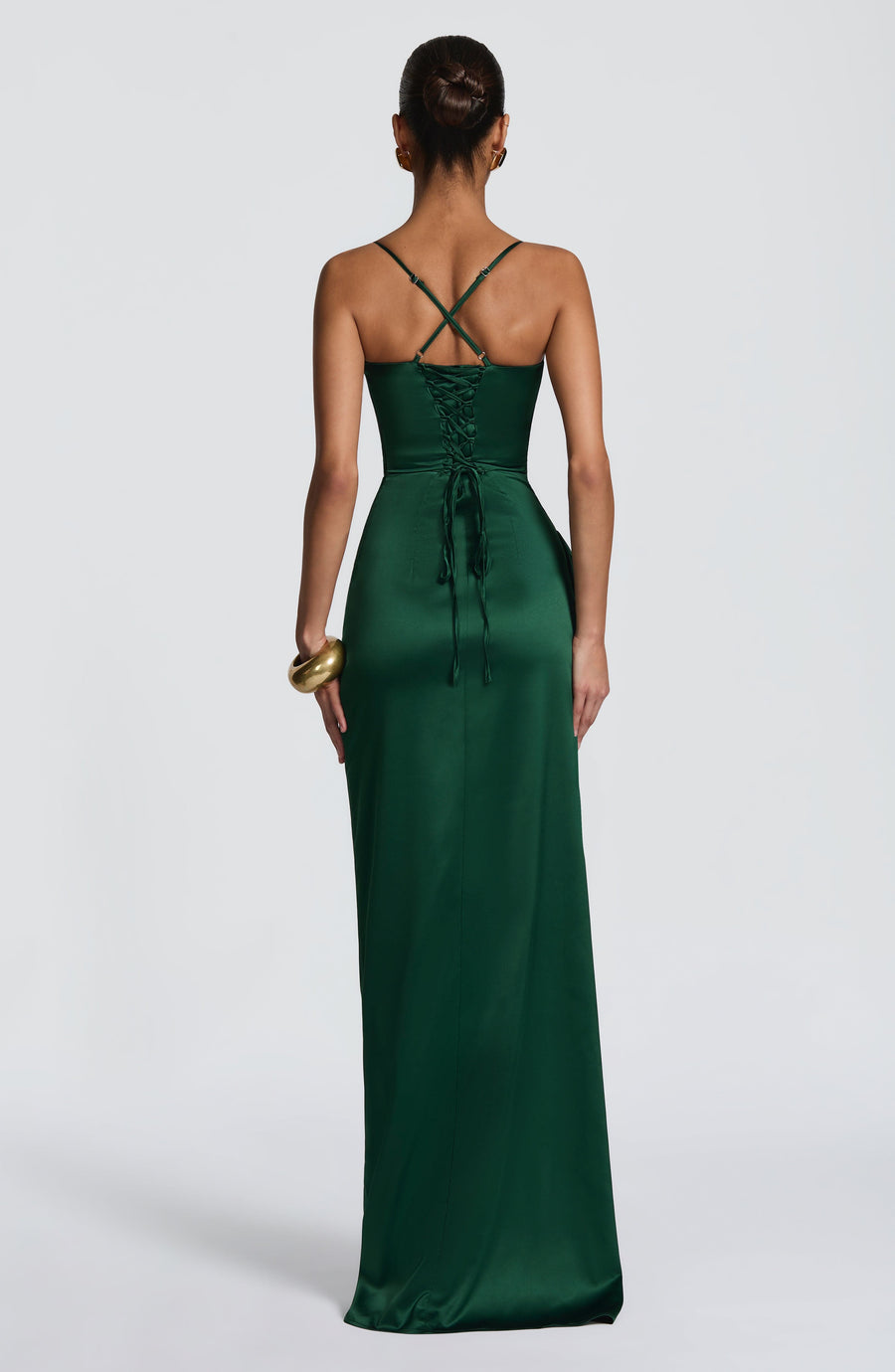 Emerald Green Backless Maxi Dress – Elegant Open Back Evening Gown | Meave & Ivy