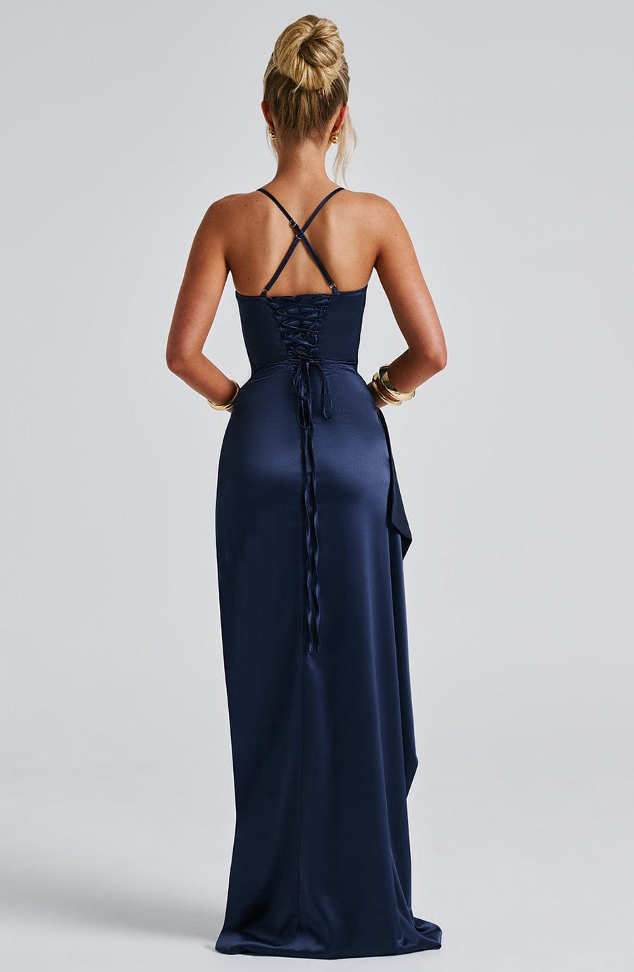 Navy Blue Backless Maxi Dress – Elegant Open Back Evening Gown | Meave & Ivy