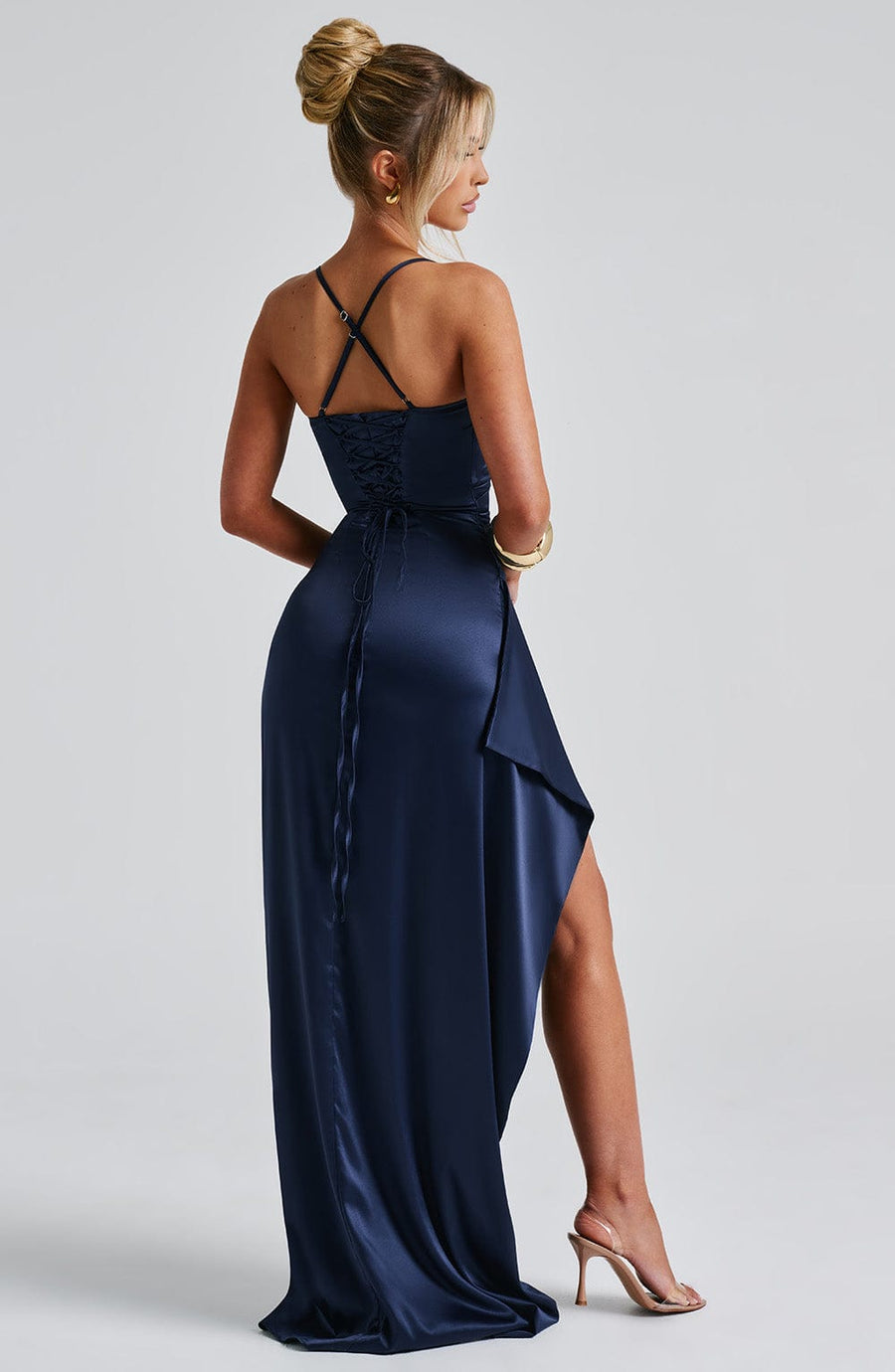 Navy Blue Backless Maxi Dress – Elegant Open Back Evening Gown | Meave & Ivy