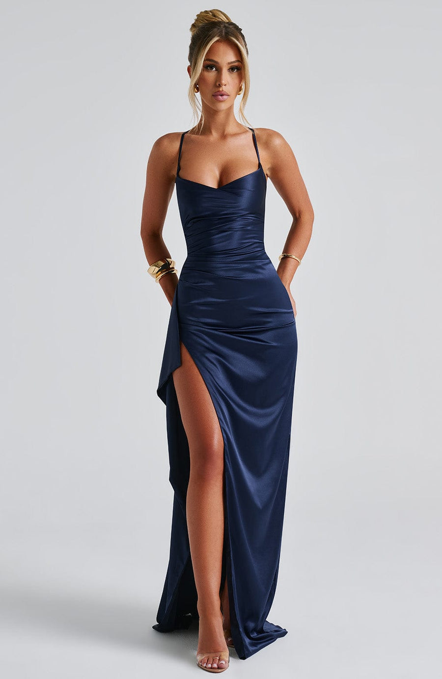 Navy Blue Backless Maxi Dress – Elegant Open Back Evening Gown | Meave & Ivy