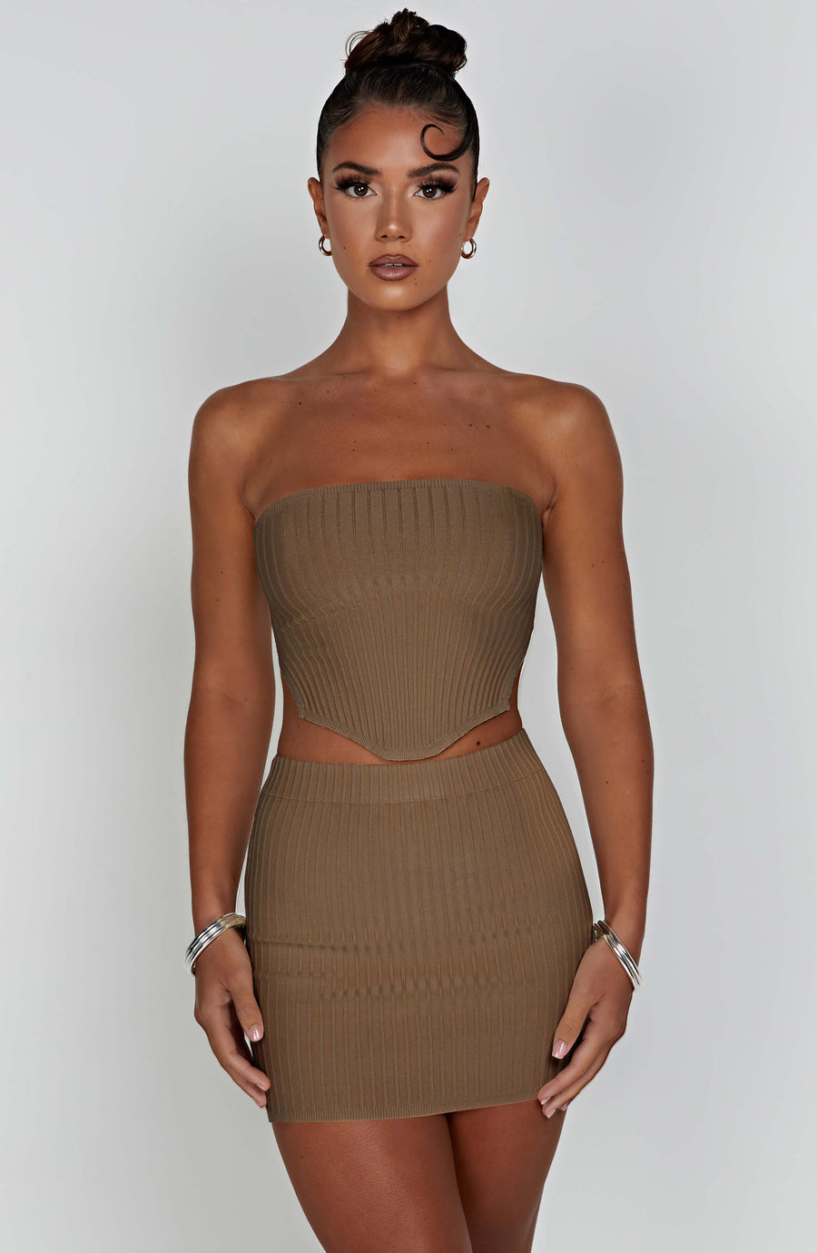 Mocha Ribbed Mini Dress – Sleek Bodycon Everyday Dress | Meave & Ivy