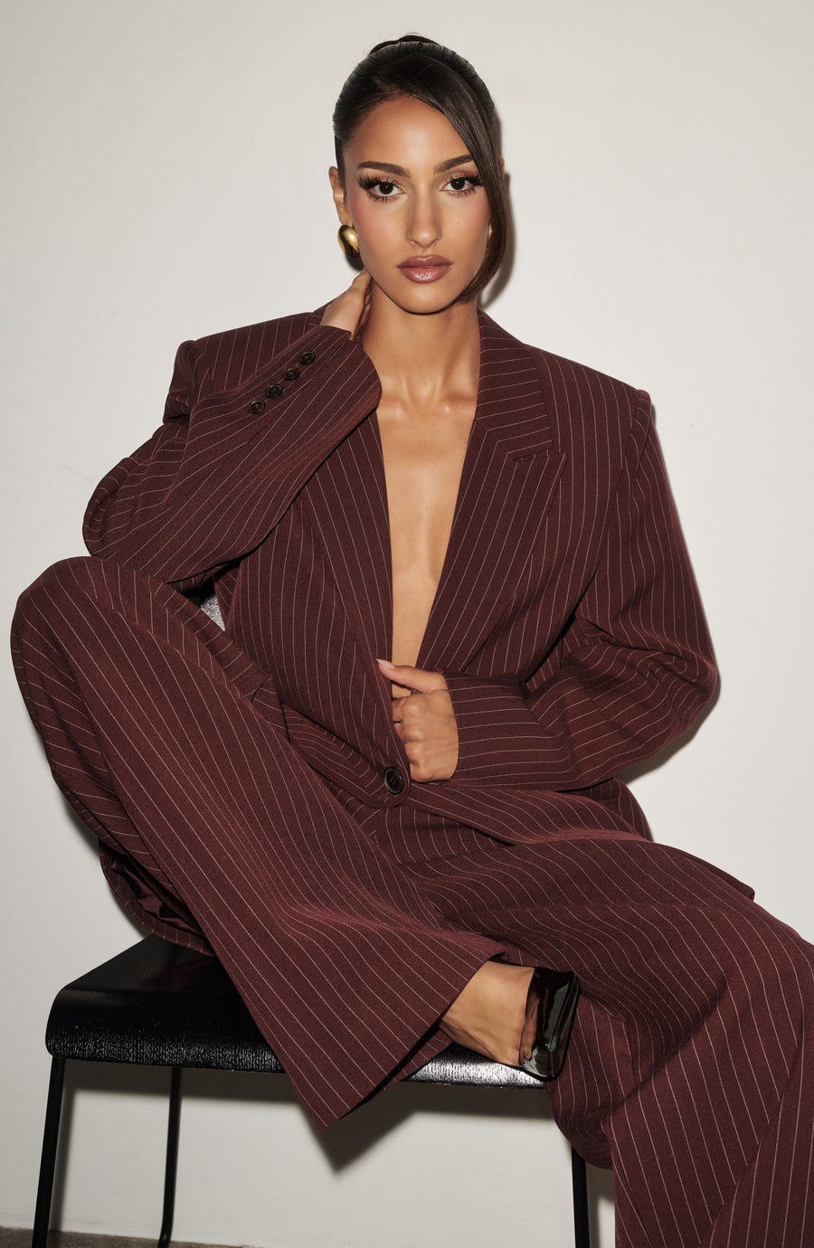 Ivory High-Waist Wide-Leg Tailored Trousers | Meave & Ivy