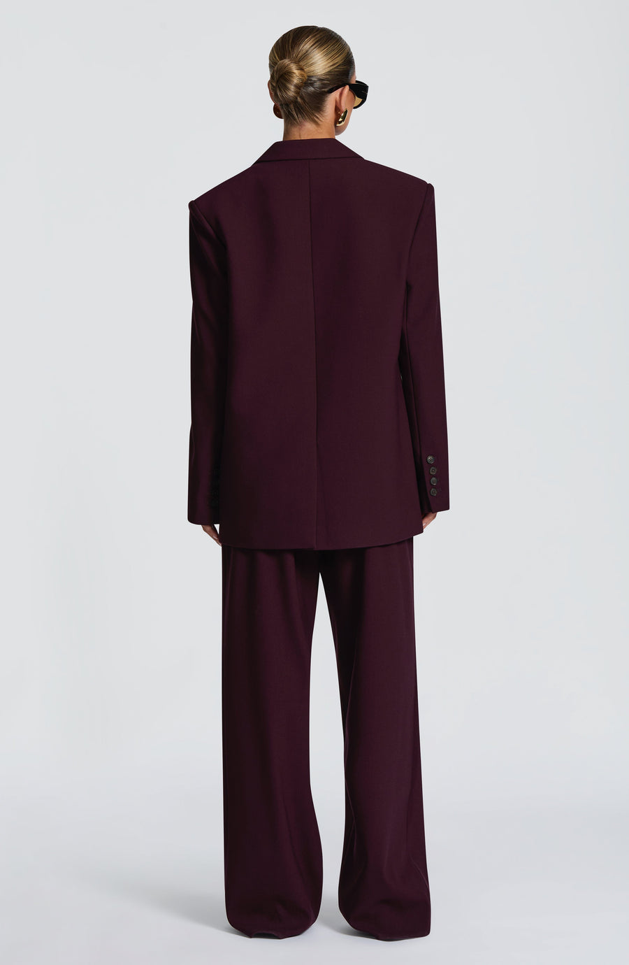 Plum High-Waist Wide-Leg Tailored Trousers | Meave & Ivy