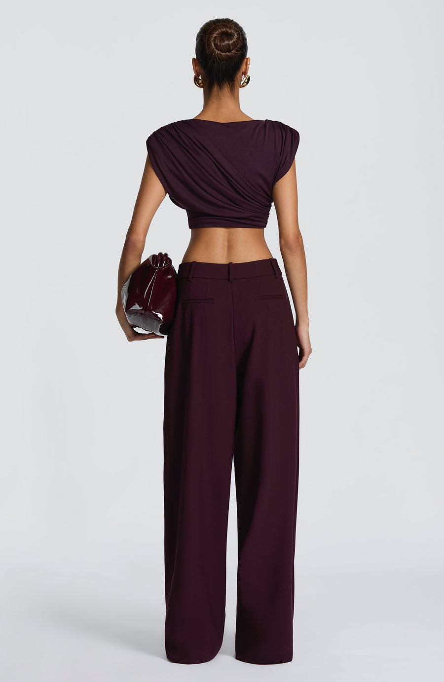 Plum High-Waist Wide-Leg Tailored Trousers | Meave & Ivy