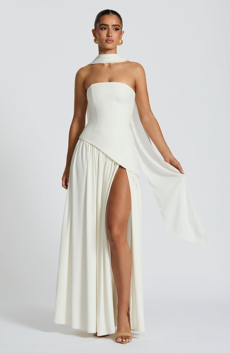 Ivory Chiffon Maxi Dress – Elegant Bridal Evening Gown | Meave & Ivy