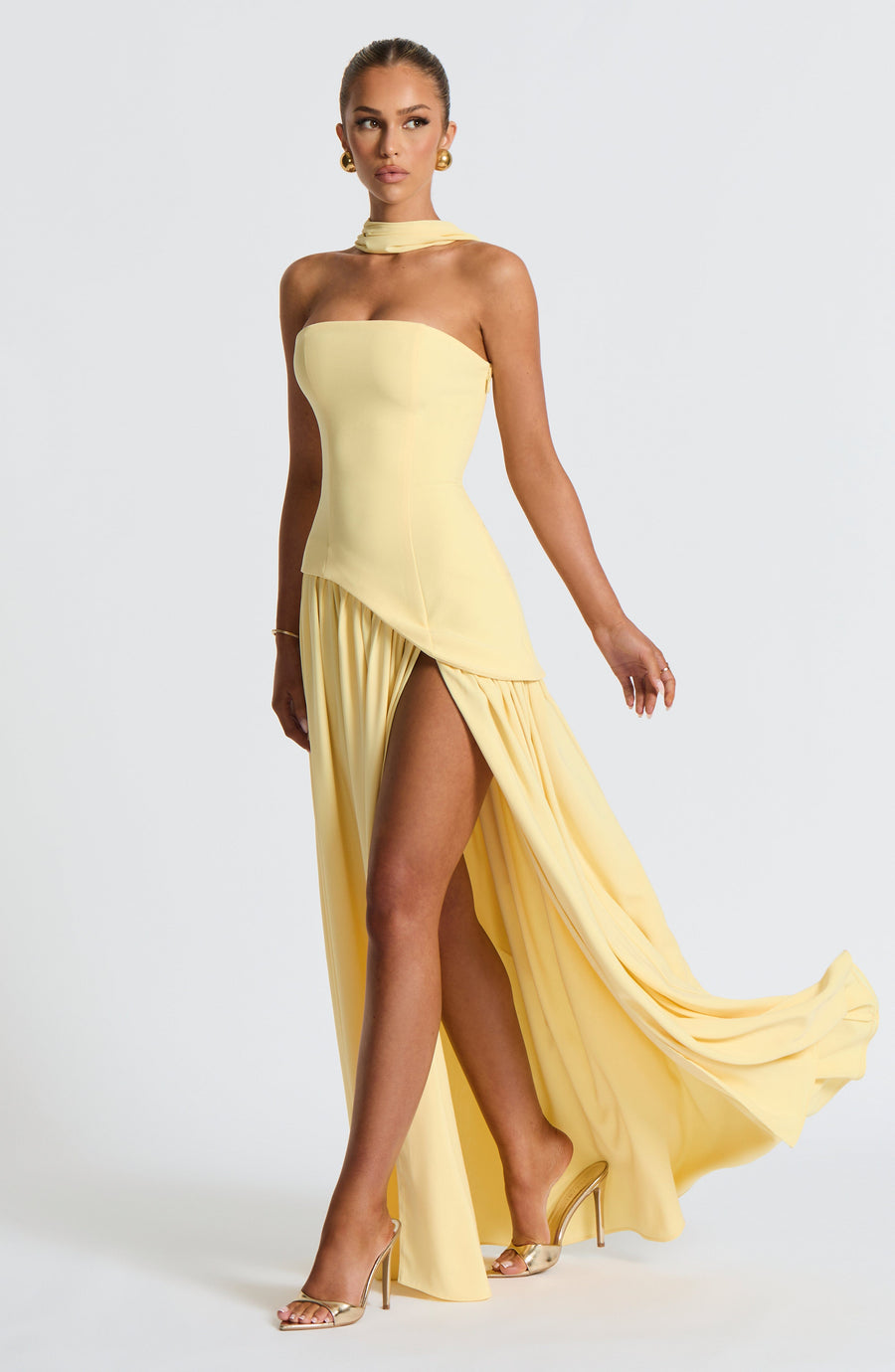 Lemon Yellow Chiffon Maxi Dress – Elegant Summer Evening Gown | Meave & Ivy
