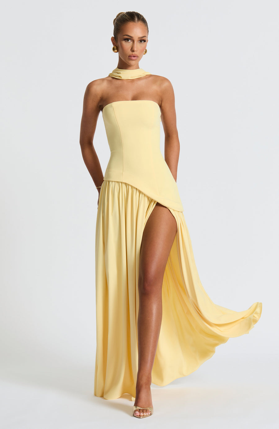 Lemon Yellow Chiffon Maxi Dress – Elegant Summer Evening Gown | Meave & Ivy