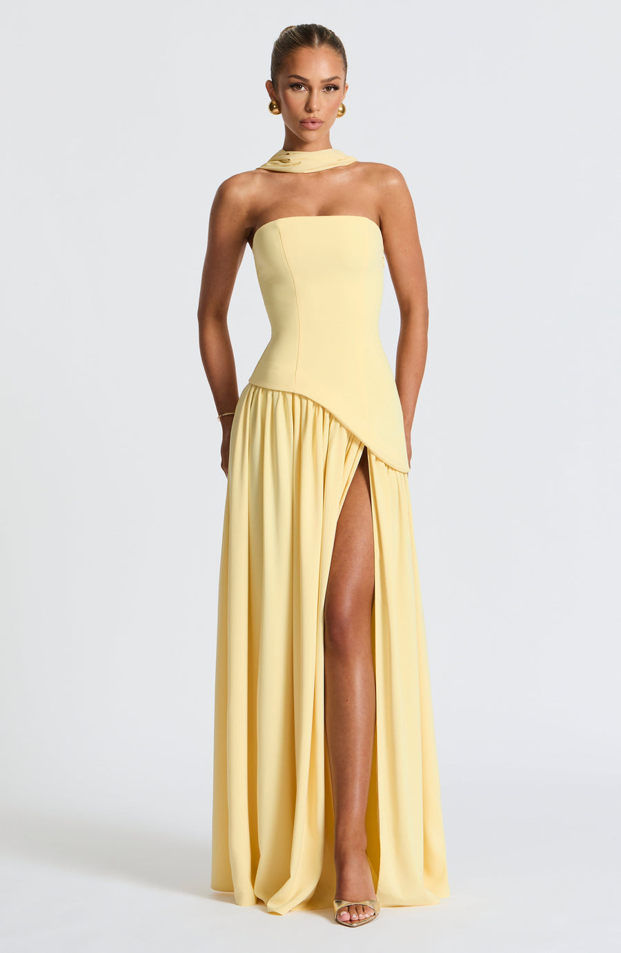 Lemon Yellow Chiffon Maxi Dress – Elegant Summer Evening Gown | Meave & Ivy