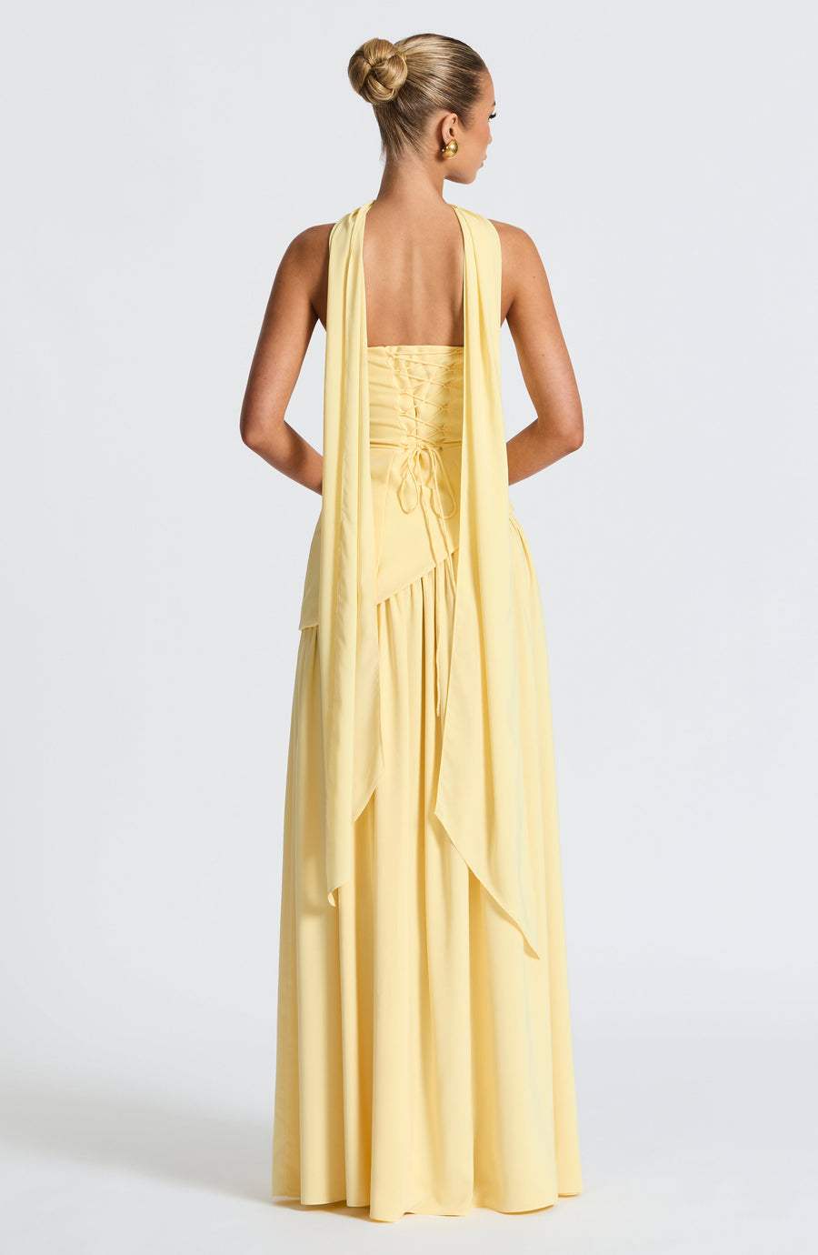 Lemon Yellow Chiffon Maxi Dress – Elegant Summer Evening Gown | Meave & Ivy