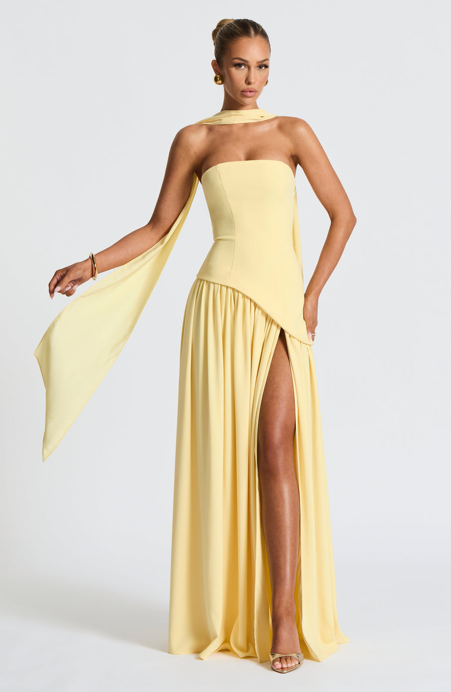 Lemon Yellow Chiffon Maxi Dress – Elegant Summer Evening Gown | Meave & Ivy
