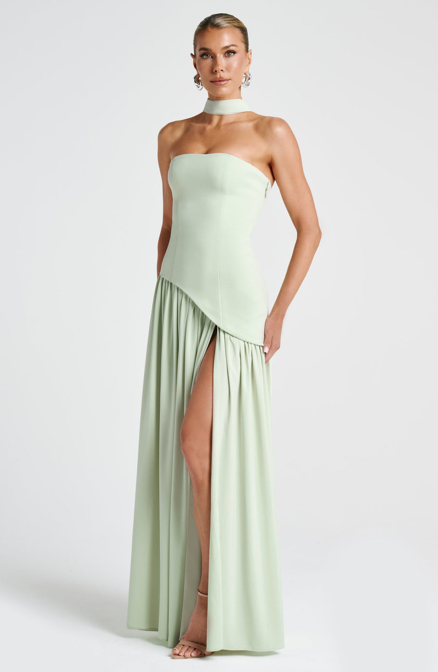 Mint Green Chiffon Maxi Dress – Elegant Summer Evening Gown | Meave & Ivy