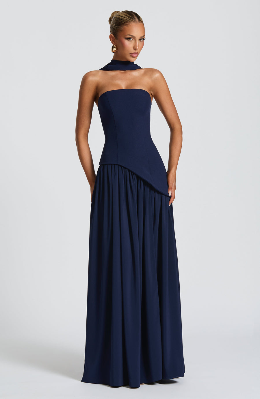 Navy Blue Chiffon Maxi Dress – Elegant Evening Gown | Meave & Ivy