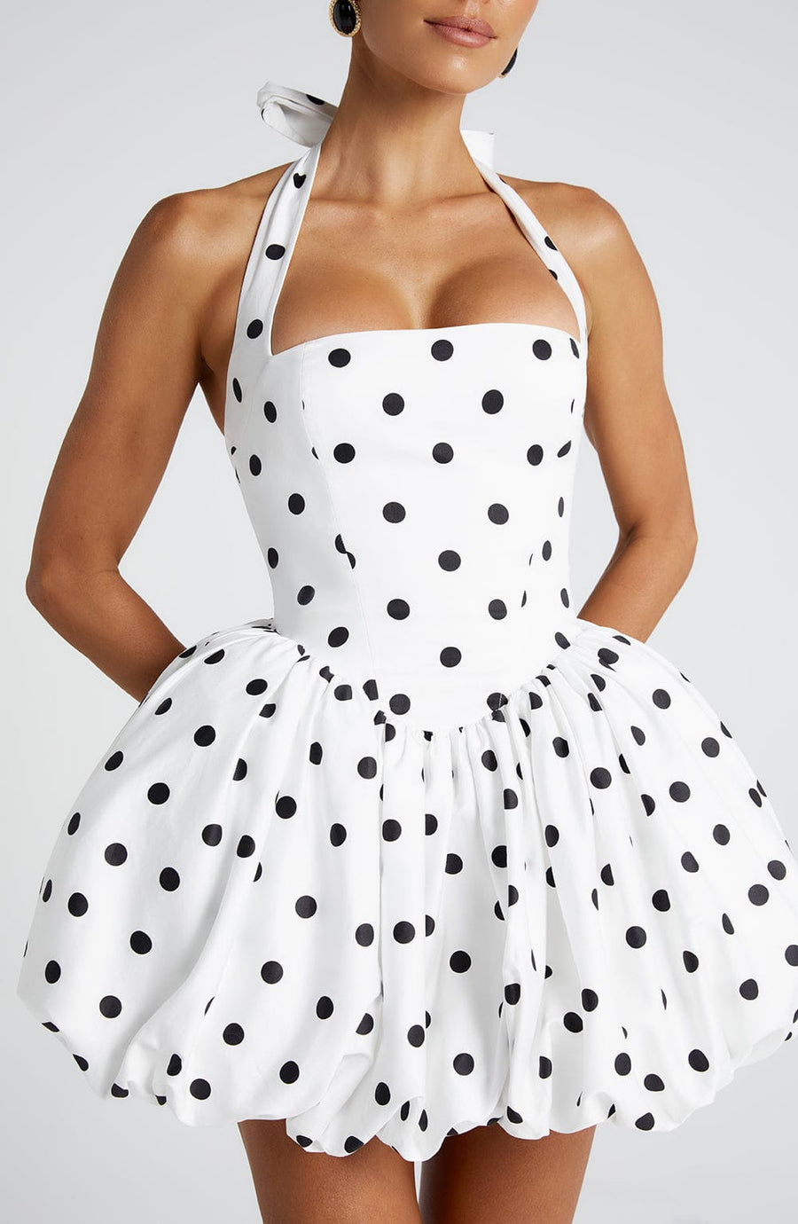 Black Polka Dot Puffball Mini Dress – Cute Party Dress | Meave & Ivy